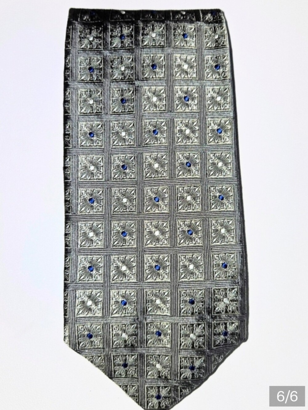 Robert Talbott Men's Gray Silk Necktie - Classic Geometric Squares Pattern